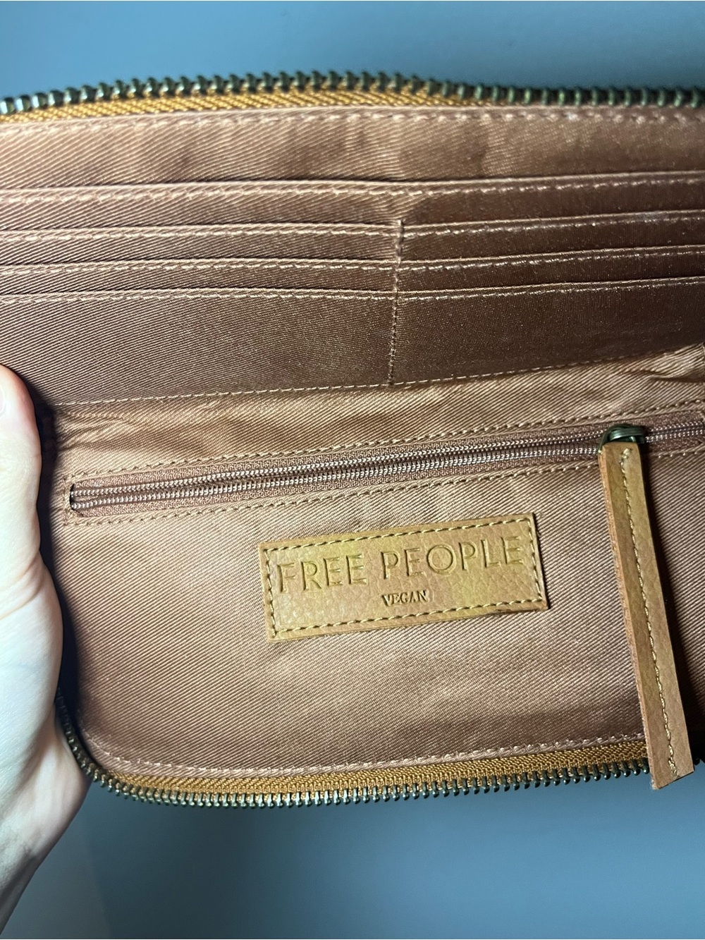 Free People Vegan Zip-Around Wallet in Warm Brown